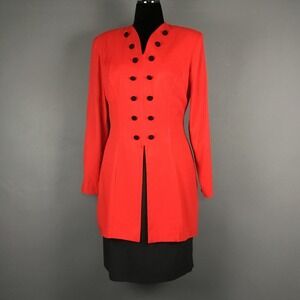 Vintage Jennifer Jeffries Dress Womens 12 Red Jacket Layered Velvet Buttons